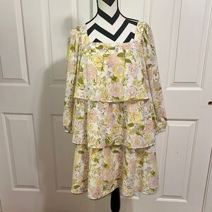 Who What Wear Floral Dress in Pink and Green